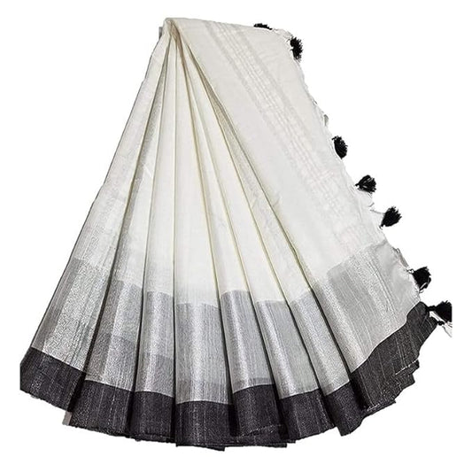 "Bhagalpuri Magic ✨ Pure Handloom Linen Slub Saree | Elegant Ethnic Look with Blouse Piece |