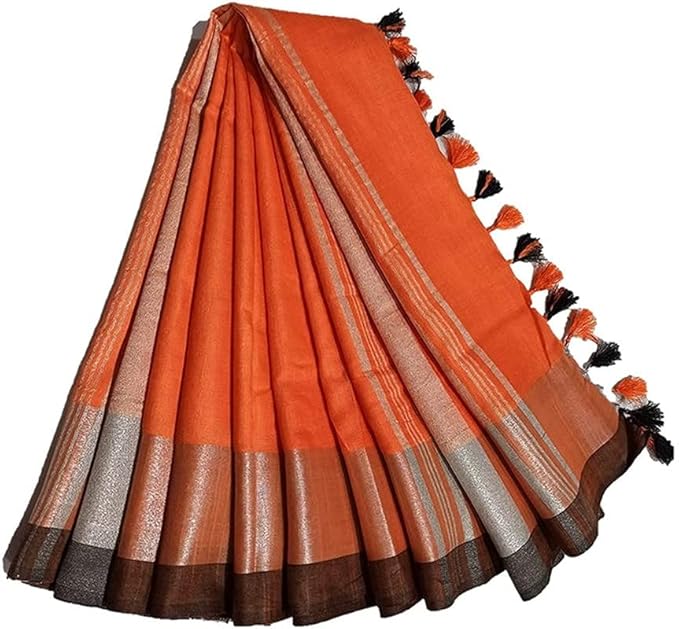 "Bhagalpuri Magic ✨ Pure Handloom Linen Slub Saree | Elegant Ethnic Look with Blouse Piece |