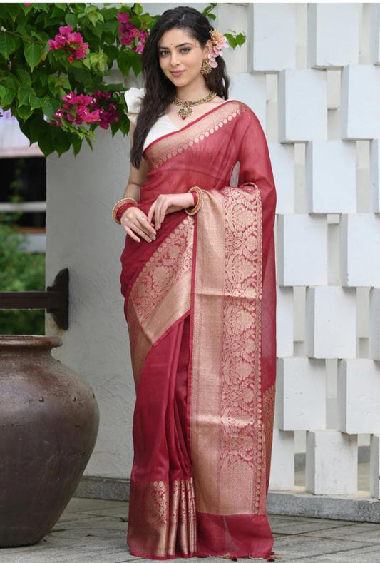 Elegant Silk Banarasi Saree with Matching Blouse: A Timeless Heritage Piece