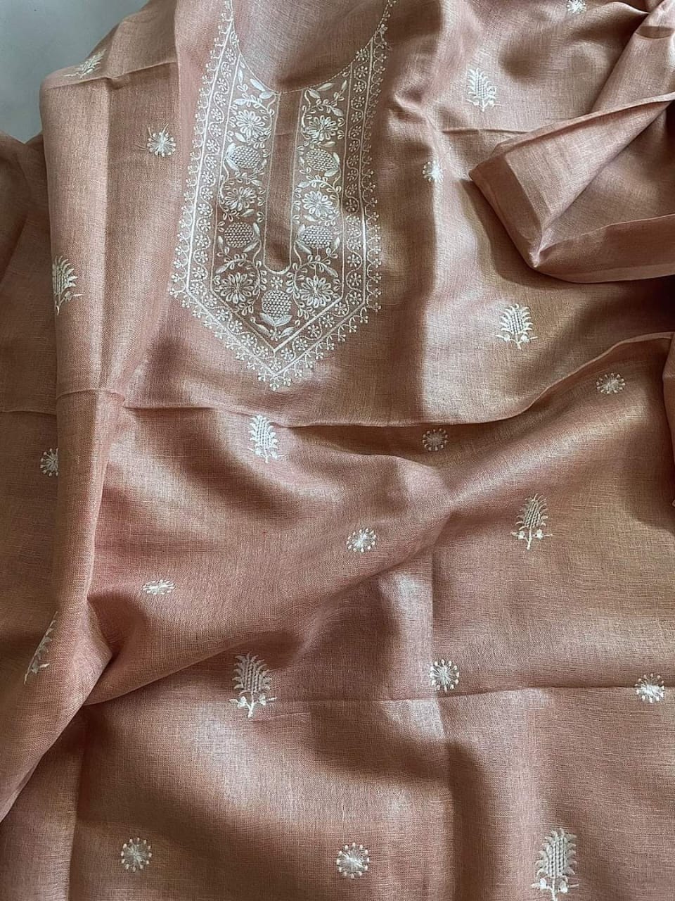 Luxury Embroidered Pure Linen Fabric Suits for Elegant Occasions