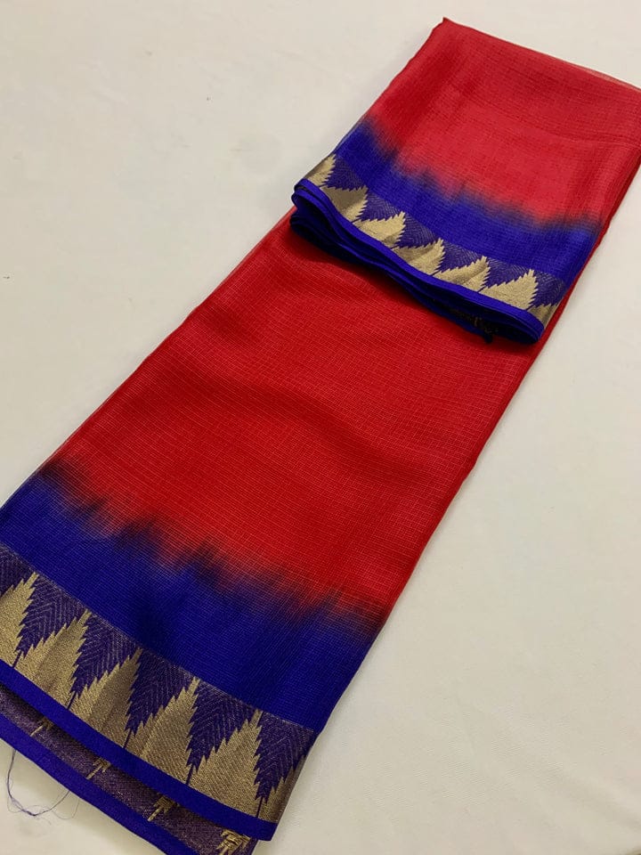 Bhagalpuri Kota Doria Silk Saree | Trendy Two-Dye Design | With Blouse Piece | Festive Must-Have! 💃