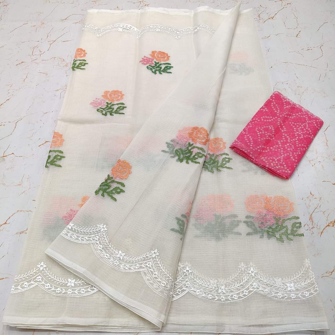 "Royal Bhagalpuri Organza Silk Saree with Hand Embroidery – Perfect for Weddings & Festive Glam!"